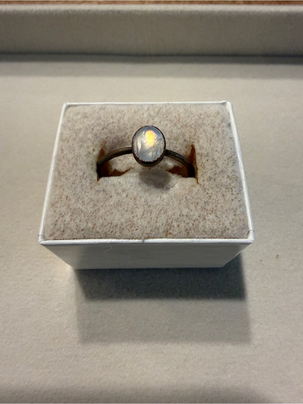 Moonstone and copper ring size 10